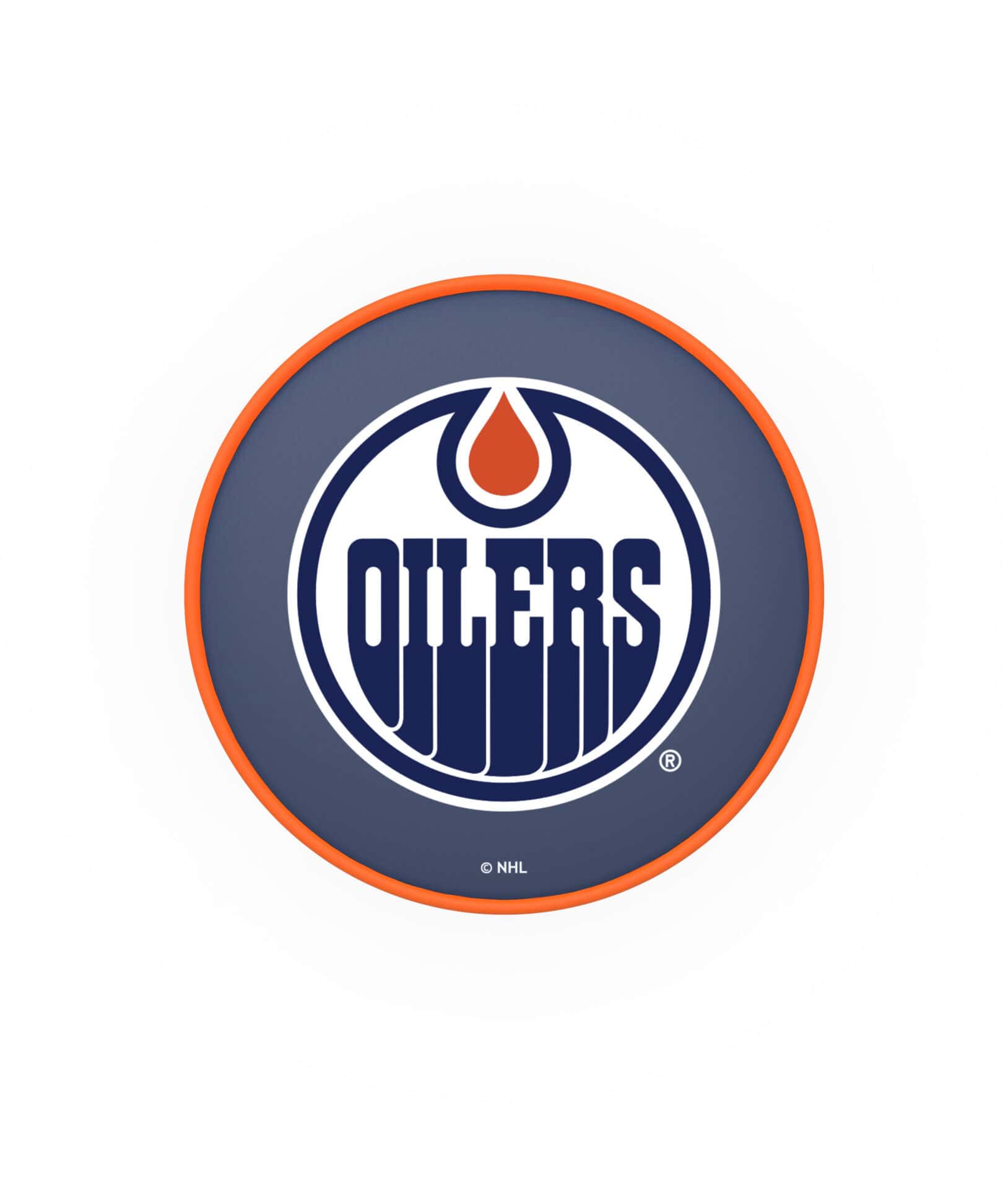 Edmonton Oilers 30-Inch Swivel Backless Bar Stool w/ Black Wrinkle Finish, Single-Ring Base, 5-Inch Scooped Cushion Seat 2 Edmonton Oilers 30-Inch Swivel Backless Bar Stool w/ Black Wrinkle Finish, Single-Ring Base, 5-Inch Scooped Cushion Seat - Image 2