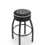 Los Angeles Kings 30-Inch Swivel Backless Bar Stool w/ Black Wrinkle Finish, Single-Ring Base, 5-Inch Scooped Cushion Seat