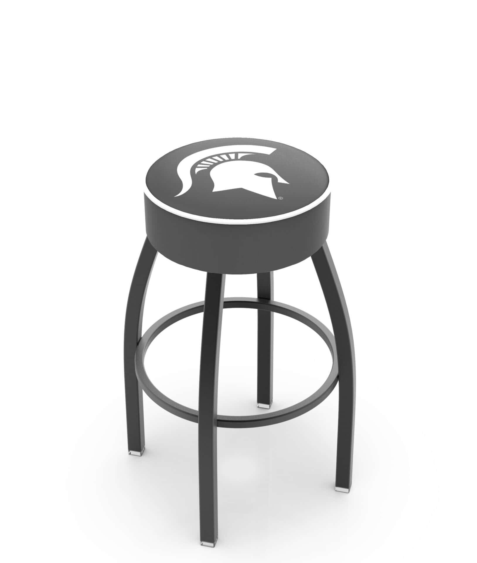 Michigan State University 25-Inch Swivel Backless Counter Stool w/ Black Wrinkle Finish, Single-Ring Base, 5-Inch Scooped Cushion Seat 1 Michigan State University 25-Inch Swivel Backless Counter Stool w/ Black Wrinkle Finish, Single-Ring Base, 5-Inch Scooped Cushion Seat