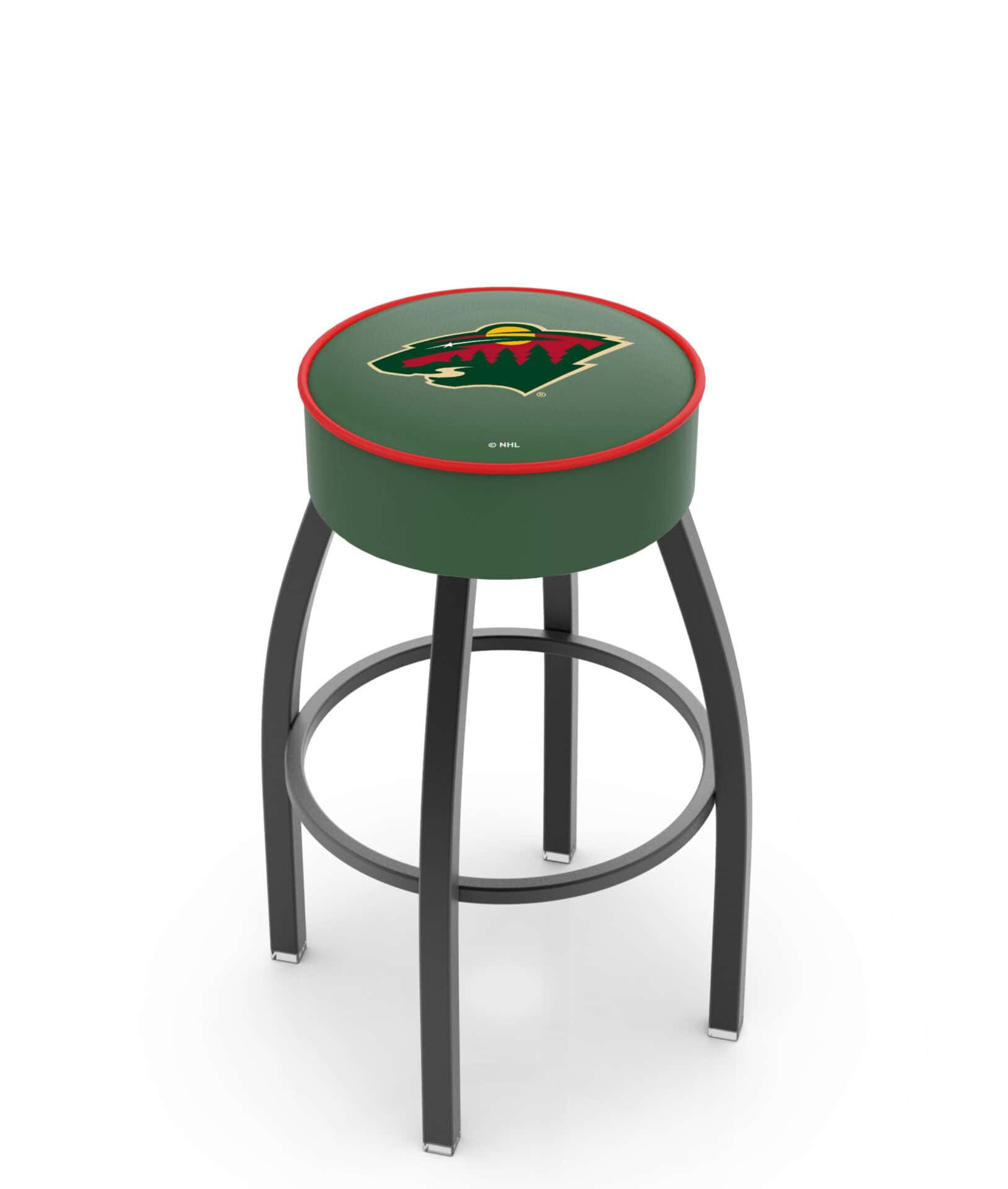 Minnesota Wild 30-Inch Swivel Backless Bar Stool w/ Black Wrinkle Finish, Single-Ring Base, 5-Inch Scooped Cushion Seat 1 Minnesota Wild 30-Inch Swivel Backless Bar Stool w/ Black Wrinkle Finish, Single-Ring Base, 5-Inch Scooped Cushion Seat