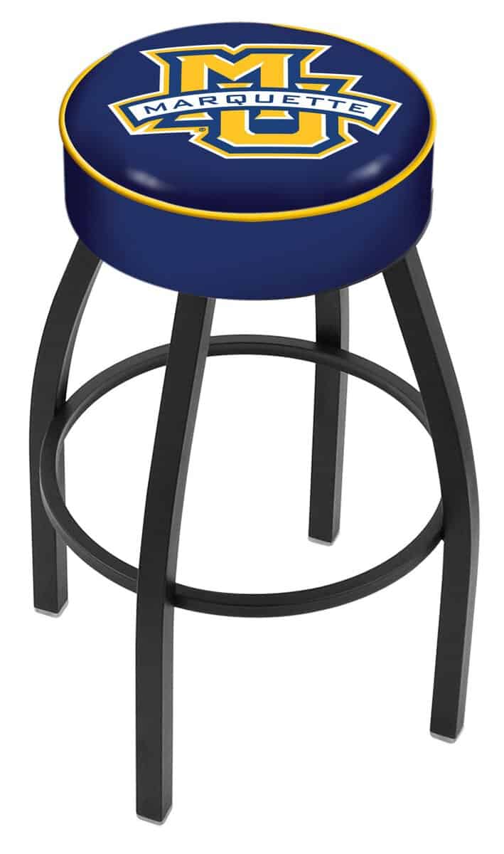 Marquette University 25-Inch Swivel Backless Counter Stool w/ Black Wrinkle Finish, Single-Ring Base, 5-Inch Scooped Cushion Seat 1 Marquette University 25-Inch Swivel Backless Counter Stool w/ Black Wrinkle Finish, Single-Ring Base, 5-Inch Scooped Cushion Seat