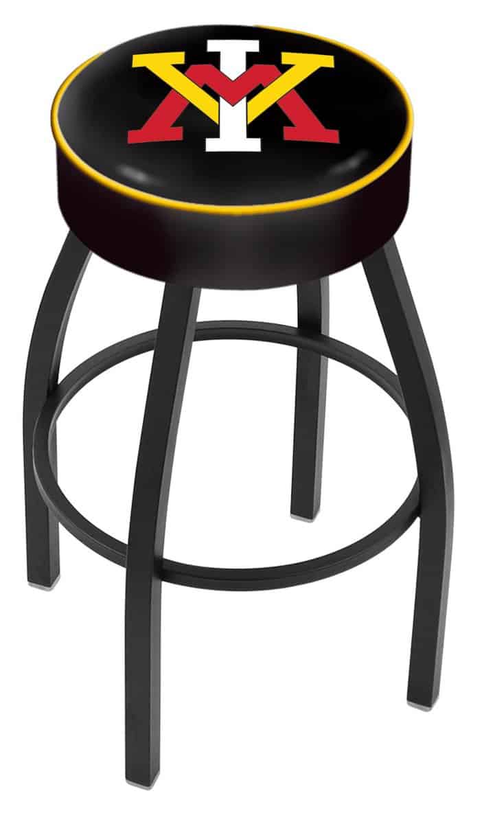 Virginia Military Institute 25-Inch Swivel Backless Counter Stool w/ Black Wrinkle Finish, Single-Ring Base, 5-Inch Scooped Cushion Seat 1 Virginia Military Institute 25-Inch Swivel Backless Counter Stool w/ Black Wrinkle Finish, Single-Ring Base, 5-Inch Scooped Cushion Seat