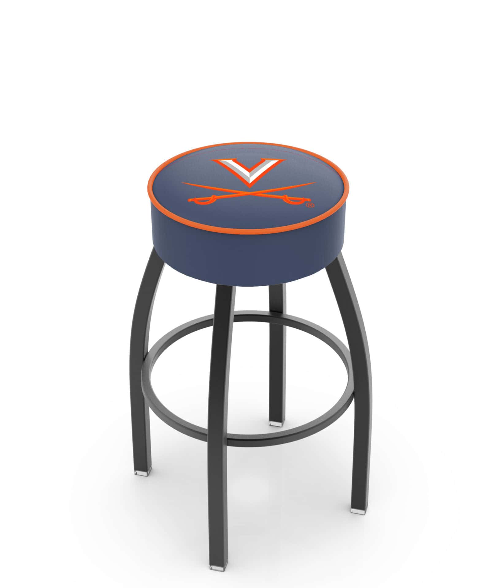 University of Virginia 25-Inch Swivel Backless Counter Stool w/ Black Wrinkle Finish, Single-Ring Base, 5-Inch Scooped Cushion Seat 1 University of Virginia 25-Inch Swivel Backless Counter Stool w/ Black Wrinkle Finish, Single-Ring Base, 5-Inch Scooped Cushion Seat