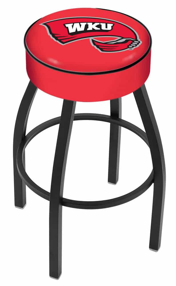 Western Kentucky University 25-Inch Swivel Backless Counter Stool w/ Black Wrinkle Finish, Single-Ring Base, 5-Inch Scooped Cushion Seat 1 Western Kentucky University 25-Inch Swivel Backless Counter Stool w/ Black Wrinkle Finish, Single-Ring Base, 5-Inch Scooped Cushion Seat