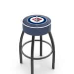 Winnipeg Jets 25-Inch Swivel Backless Counter Stool w/ Black Wrinkle Finish, Single-Ring Base, 5-Inch Scooped Cushion Seat 3 Winnipeg Jets 25-Inch Swivel Backless Counter Stool w/ Black Wrinkle Finish, Single-Ring Base, 5-Inch Scooped Cushion Seat