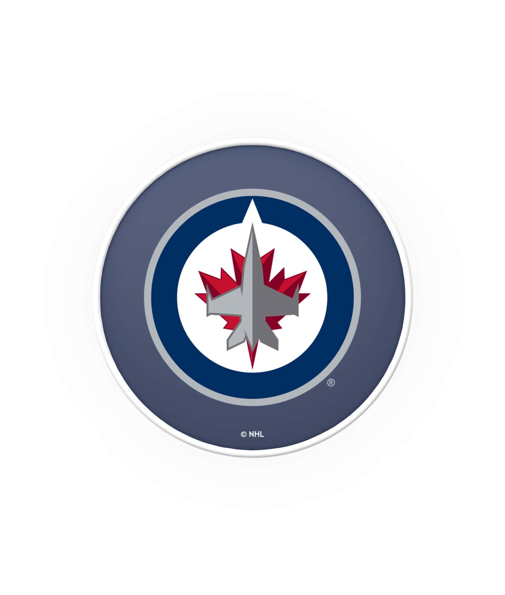 Winnipeg Jets 25-Inch Swivel Backless Counter Stool w/ Black Wrinkle Finish, Single-Ring Base, 5-Inch Scooped Cushion Seat 2 Winnipeg Jets 25-Inch Swivel Backless Counter Stool w/ Black Wrinkle Finish, Single-Ring Base, 5-Inch Scooped Cushion Seat - Image 2