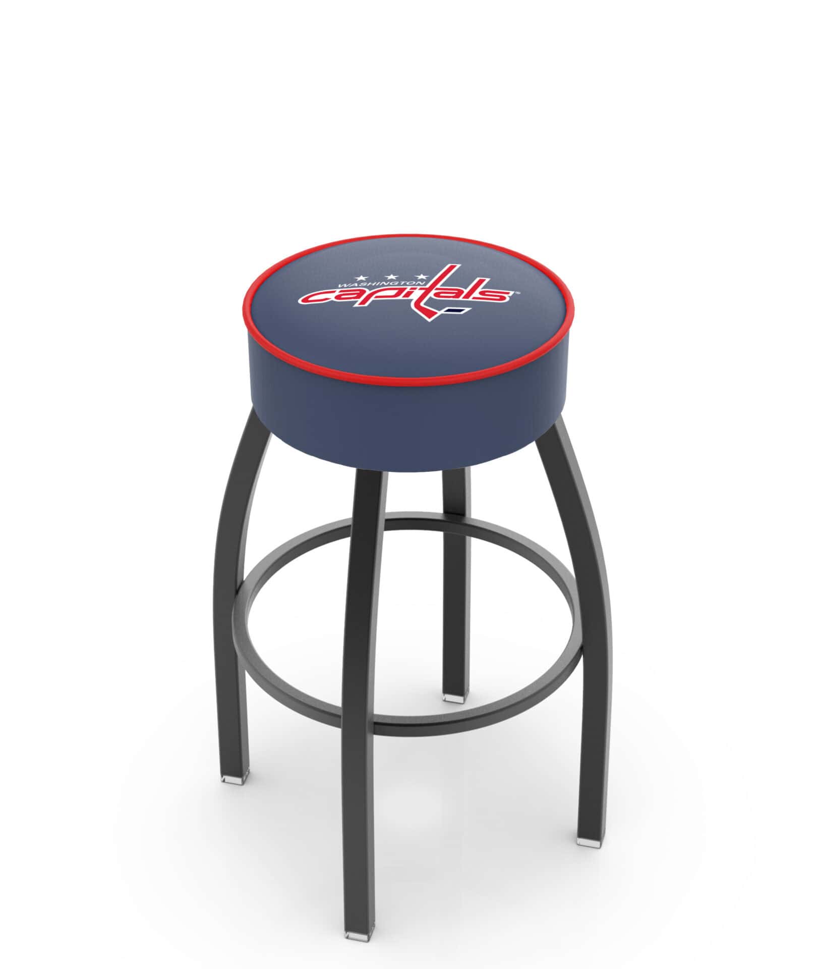 Washington Capitals 25-Inch Swivel Backless Counter Stool w/ Black Wrinkle Finish, Single-Ring Base, 5-Inch Scooped Cushion Seat 1 Washington Capitals 25-Inch Swivel Backless Counter Stool w/ Black Wrinkle Finish, Single-Ring Base, 5-Inch Scooped Cushion Seat