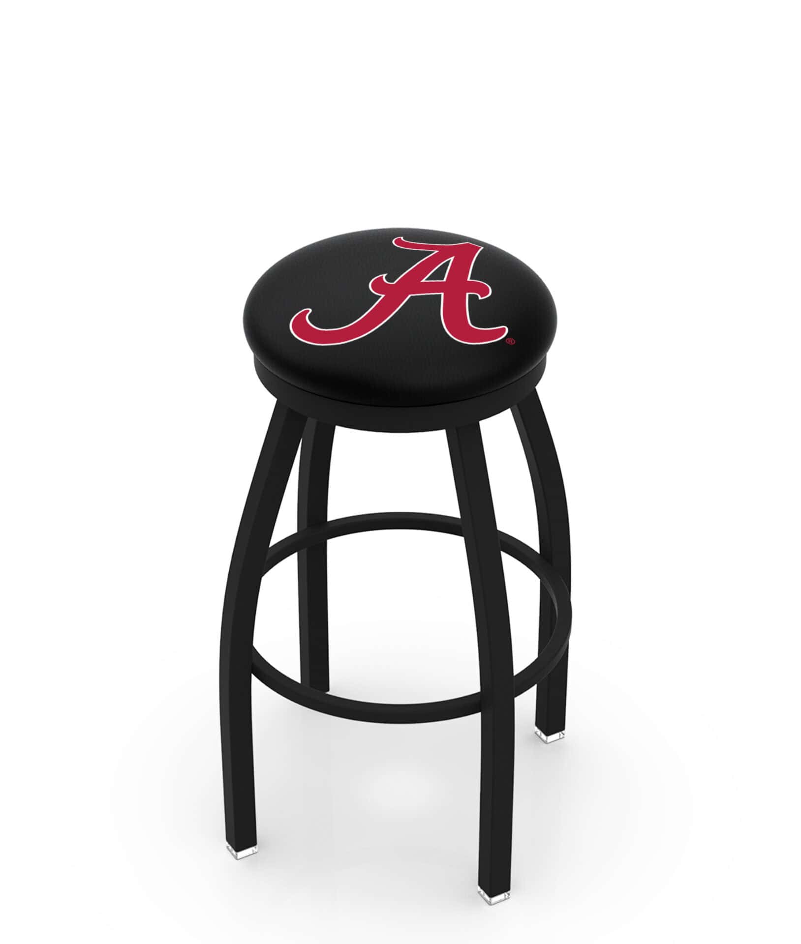 University of Alabama 36-Inch Swivel Backless Extra Tall Bar Stool w/ Black Wrinkle Finish, Single-Ring Base, 2-Inch Black Wrinkle Ring, 2.5-Inch Cushion Seat ("A" Logo) 1 University of Alabama 36-Inch Swivel Backless Extra Tall Bar Stool w/ Black Wrinkle Finish, Single-Ring Base, 2-Inch Black Wrinkle Ring, 2.5-Inch Cushion Seat ("A" Logo)