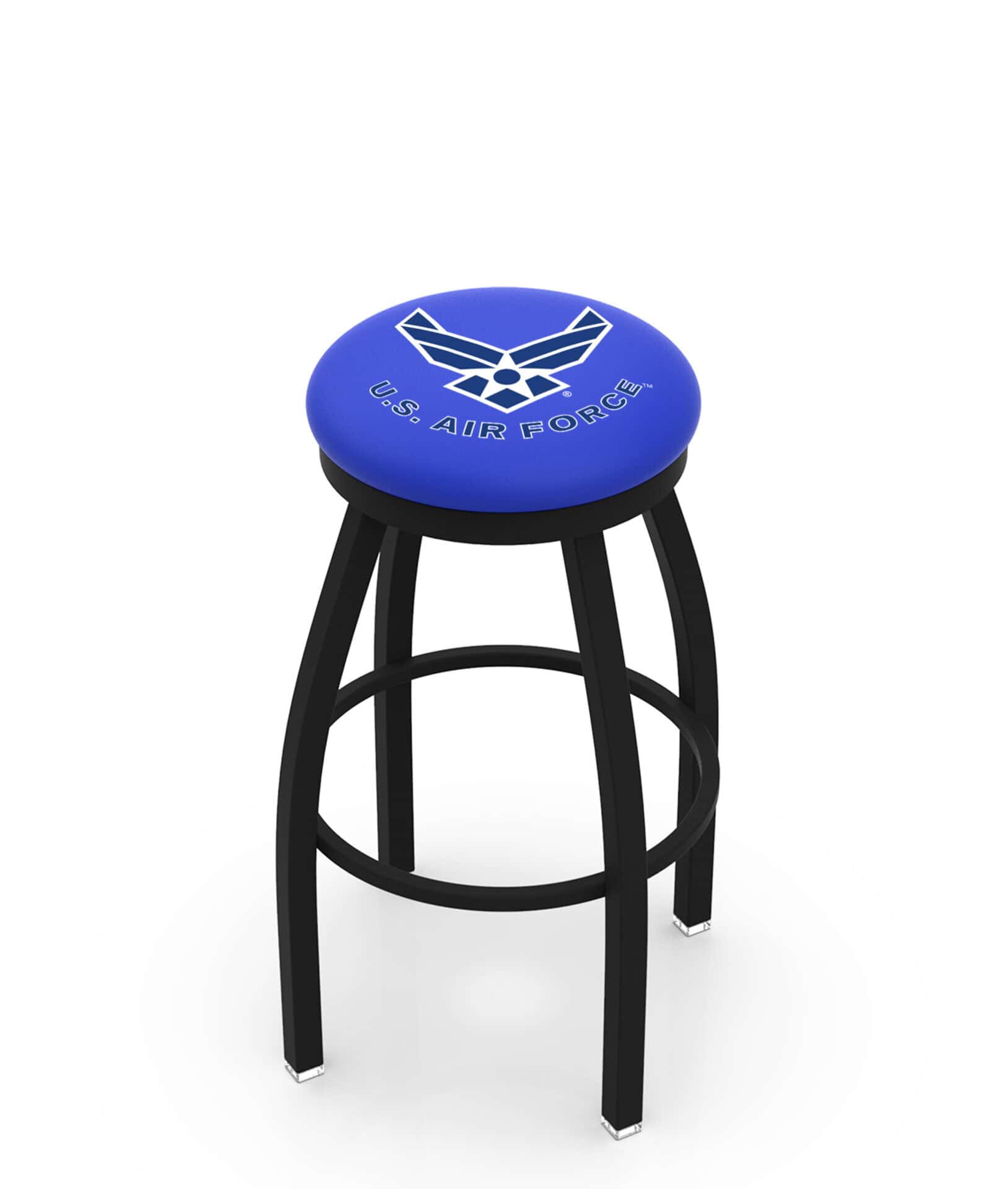 United States Air Force 36-Inch Swivel Backless Extra Tall Bar Stool w/ Black Wrinkle Finish, Single-Ring Base, 2-Inch Black Wrinkle Ring, 2.5-Inch Cushion Seat 1 United States Air Force 36-Inch Swivel Backless Extra Tall Bar Stool w/ Black Wrinkle Finish, Single-Ring Base, 2-Inch Black Wrinkle Ring, 2.5-Inch Cushion Seat