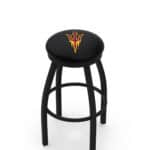 Arizona State University 25-Inch Swivel Backless Counter Stool w/ Black Wrinkle Finish, Single-Ring Base, 2-Inch Black Wrinkle Ring, 2.5-Inch Cushion Seat (Pitchfork Logo)