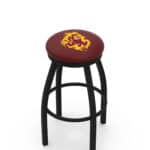Arizona State University 25-Inch Swivel Backless Counter Stool w/ Black Wrinkle Finish, Single-Ring Base, 2-Inch Black Wrinkle Ring, 2.5-Inch Cushion Seat (Sparky Logo)