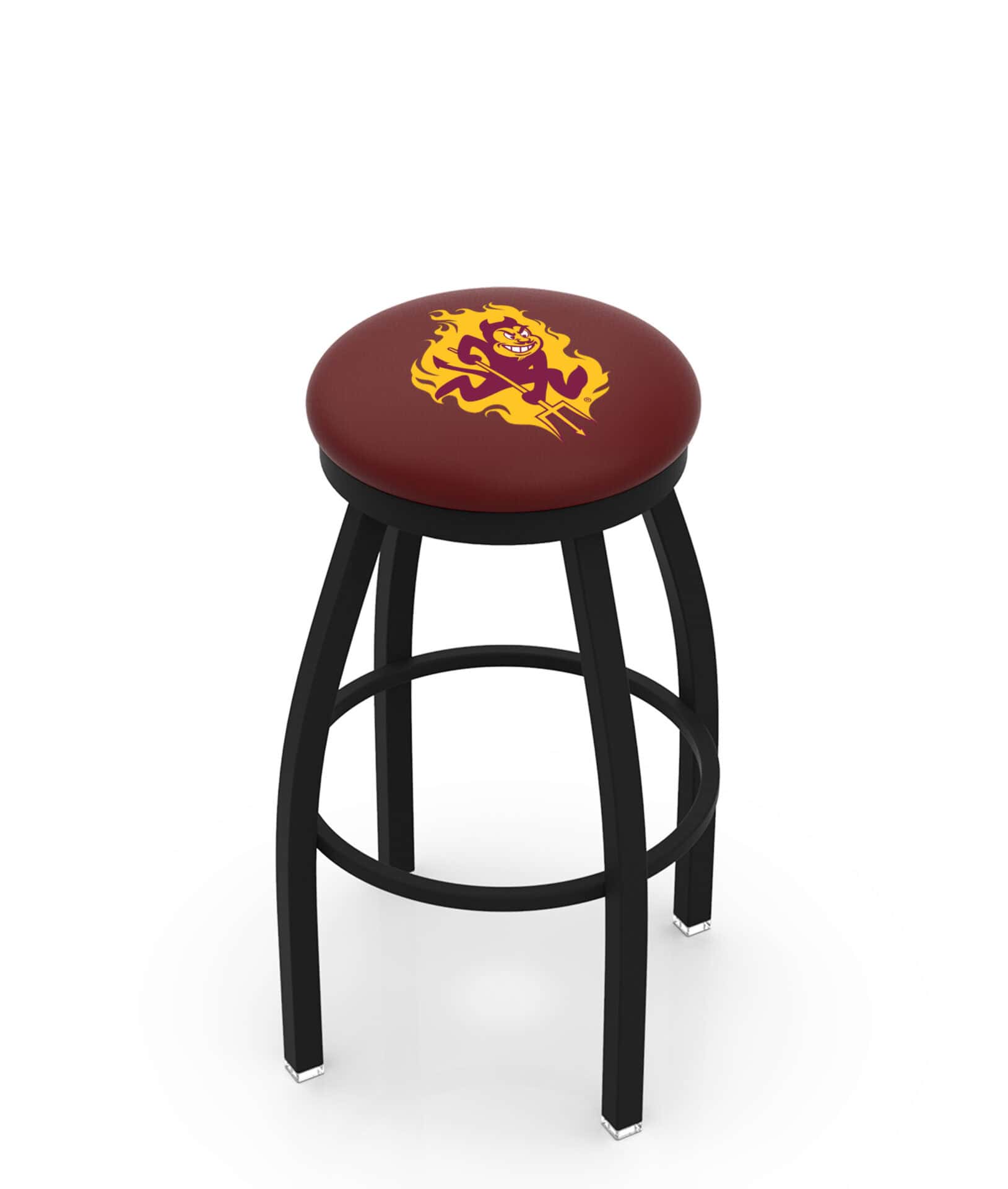 Arizona State University 36-Inch Swivel Backless Extra Tall Bar Stool w/ Black Wrinkle Finish, Single-Ring Base, 2-Inch Black Wrinkle Ring, 2.5-Inch Cushion Seat (Sparky Logo) 1 Arizona State University 36-Inch Swivel Backless Extra Tall Bar Stool w/ Black Wrinkle Finish, Single-Ring Base, 2-Inch Black Wrinkle Ring, 2.5-Inch Cushion Seat (Sparky Logo)