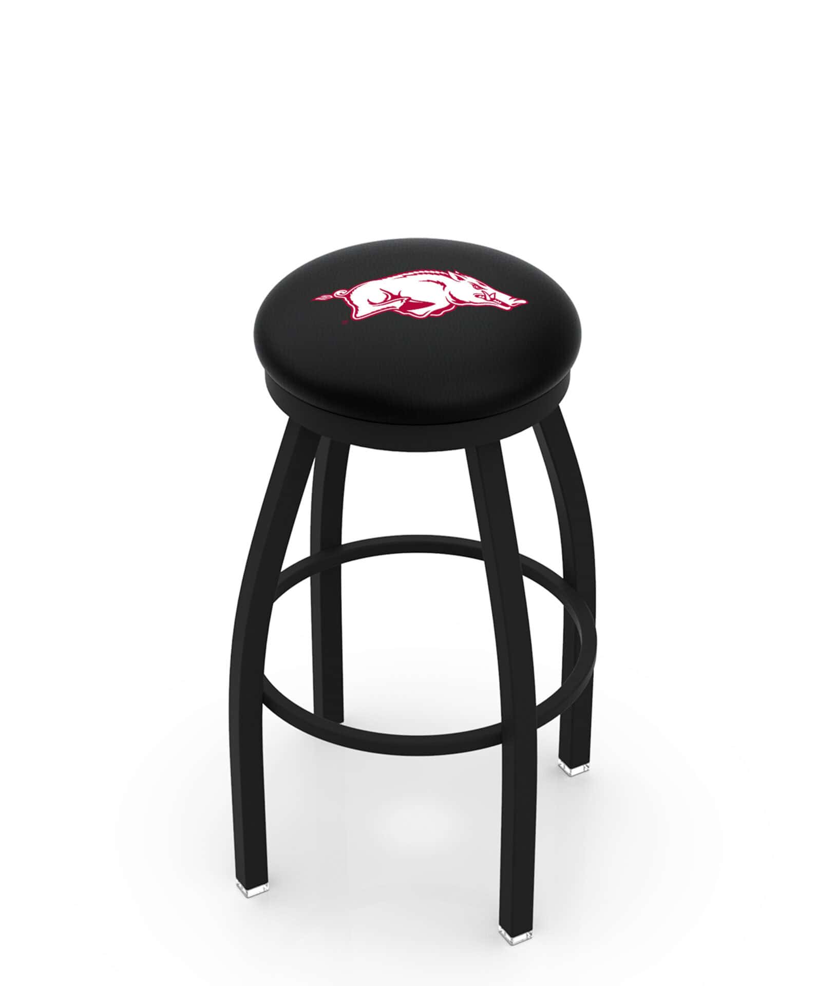 University of Arkansas 36-Inch Swivel Backless Extra Tall Bar Stool w/ Black Wrinkle Finish, Single-Ring Base, 2-Inch Black Wrinkle Ring, 2.5-Inch Cushion Seat 1 University of Arkansas 36-Inch Swivel Backless Extra Tall Bar Stool w/ Black Wrinkle Finish, Single-Ring Base, 2-Inch Black Wrinkle Ring, 2.5-Inch Cushion Seat
