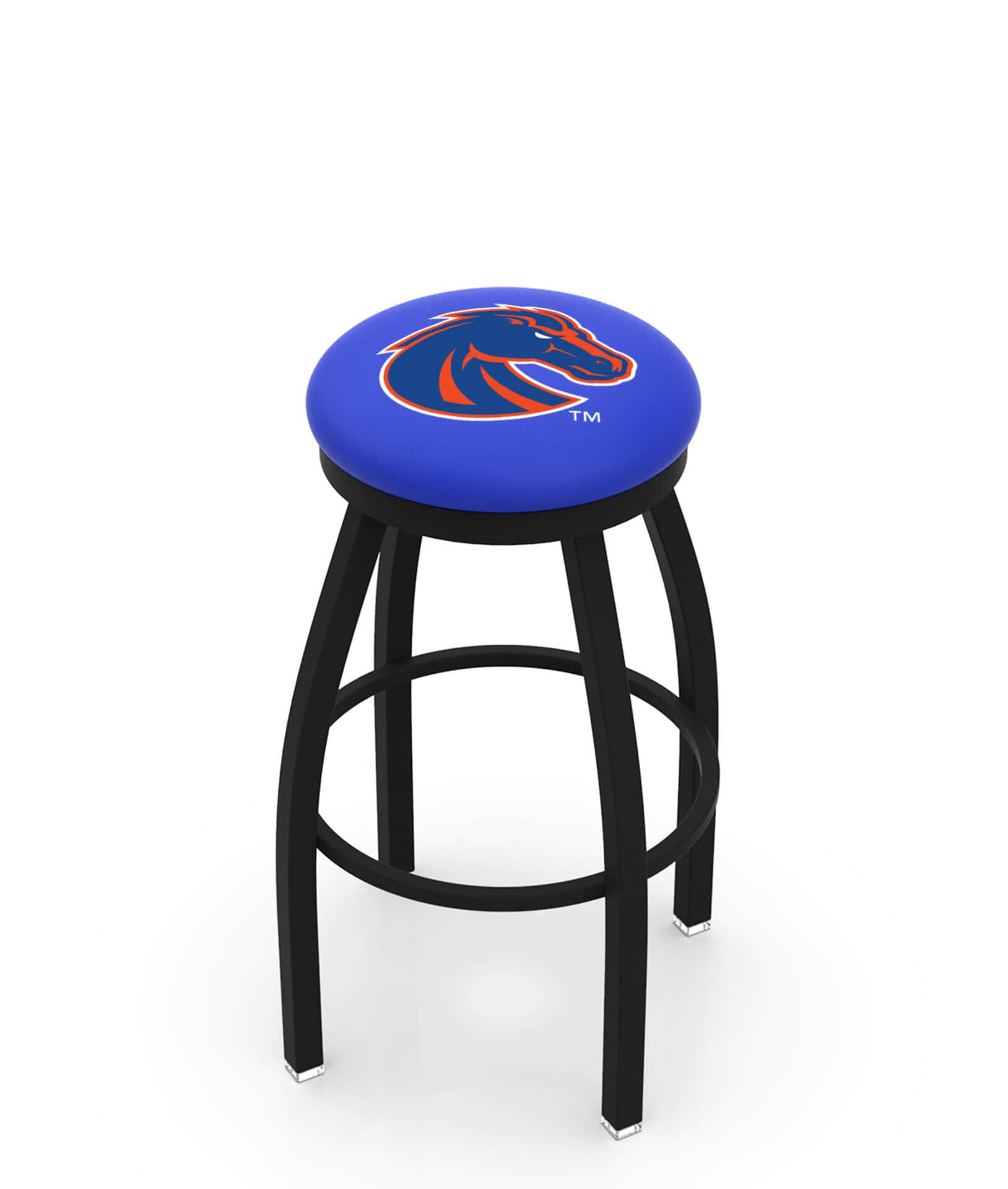 Boise State University 25-Inch Swivel Backless Counter Stool w/ Black Wrinkle Finish, Single-Ring Base, 2-Inch Black Wrinkle Ring, 2.5-Inch Cushion Seat 1 Boise State University 25-Inch Swivel Backless Counter Stool w/ Black Wrinkle Finish, Single-Ring Base, 2-Inch Black Wrinkle Ring, 2.5-Inch Cushion Seat