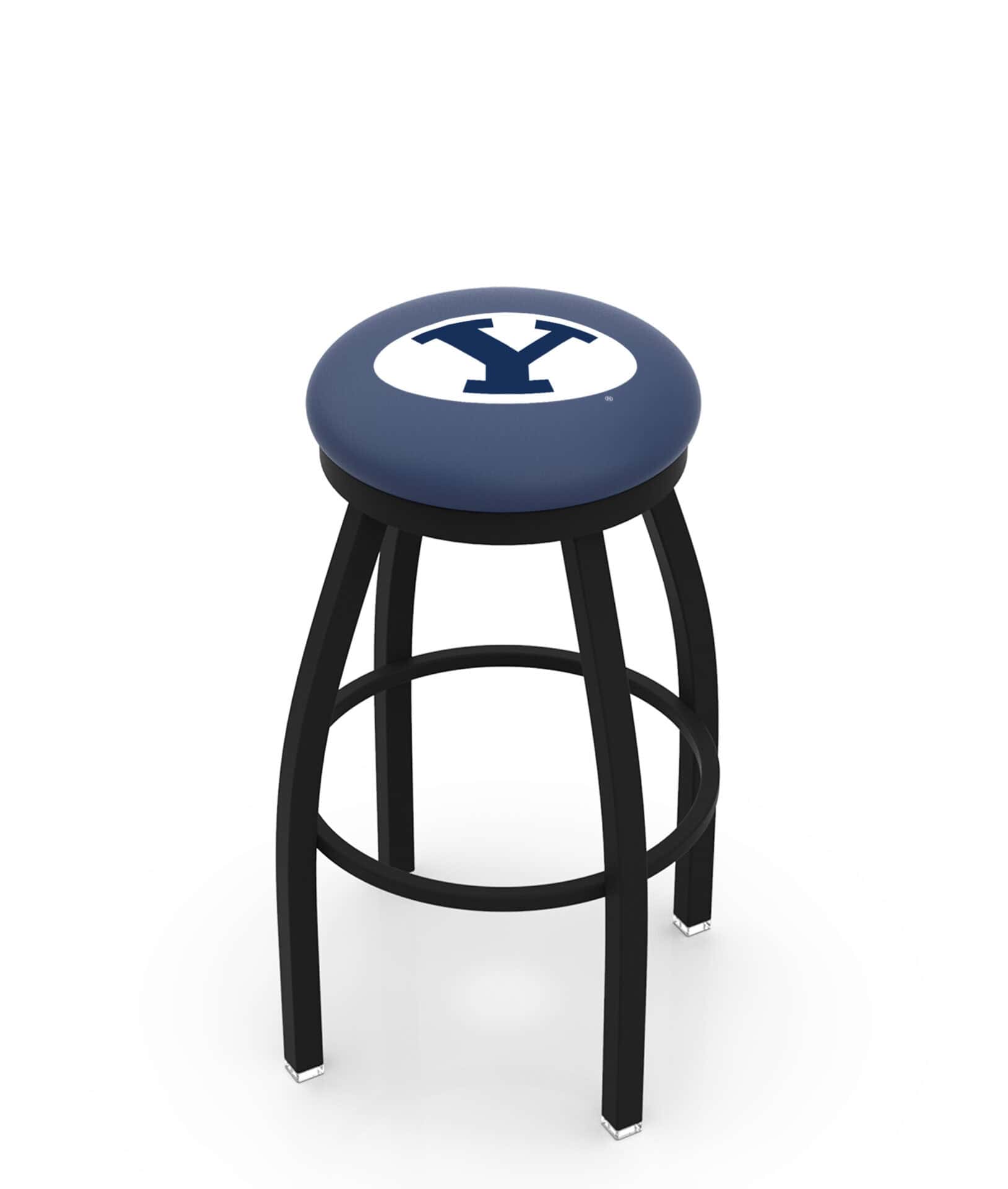 Brigham Young University 25-Inch Swivel Backless Counter Stool w/ Black Wrinkle Finish, Single-Ring Base, 2-Inch Black Wrinkle Ring, 2.5-Inch Cushion Seat 1 Brigham Young University 25-Inch Swivel Backless Counter Stool w/ Black Wrinkle Finish, Single-Ring Base, 2-Inch Black Wrinkle Ring, 2.5-Inch Cushion Seat