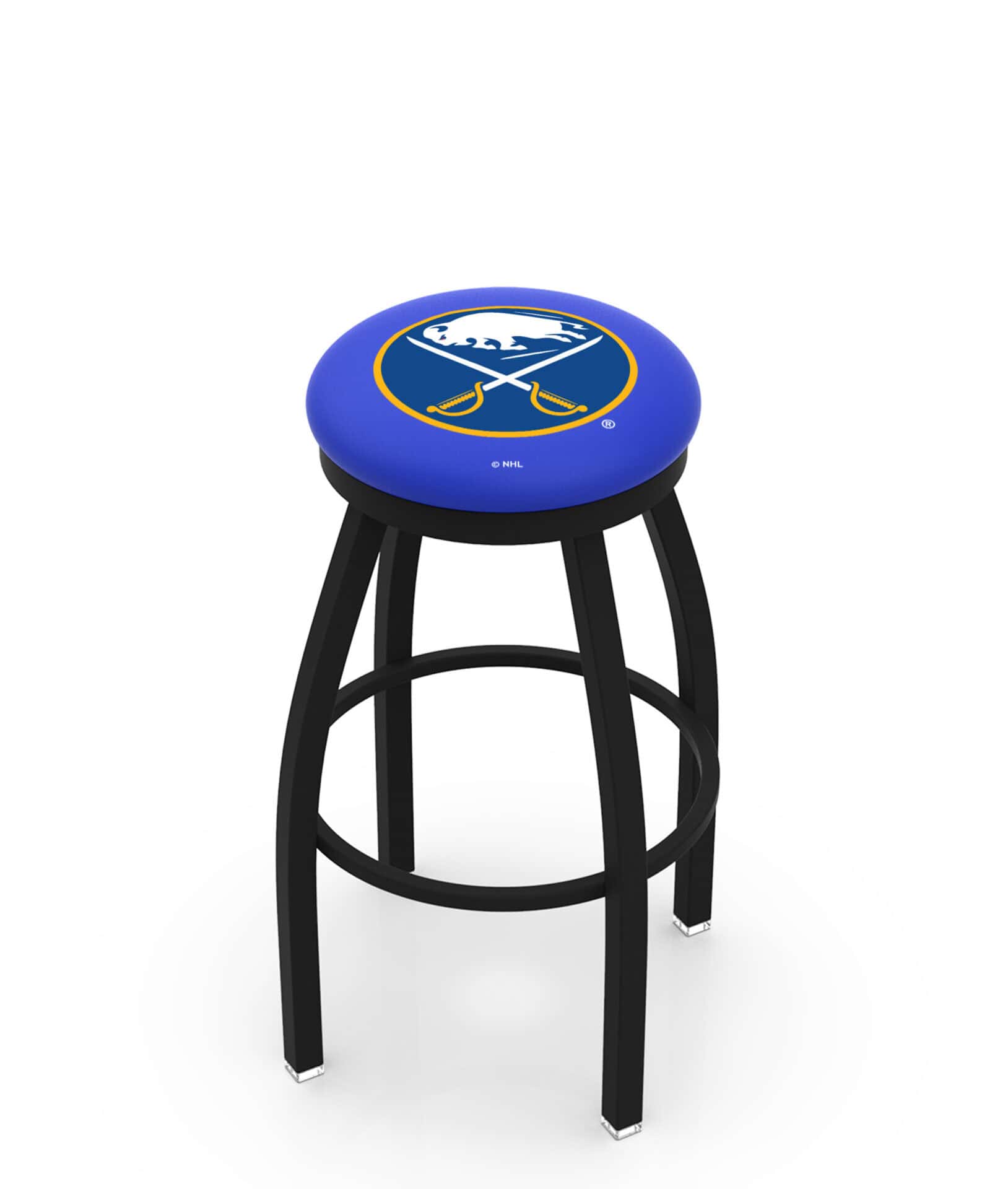 Buffalo Sabres 36-Inch Swivel Backless Extra Tall Bar Stool w/ Black Wrinkle Finish, Single-Ring Base, 2-Inch Black Wrinkle Ring, 2.5-Inch Cushion Seat 1 Buffalo Sabres 36-Inch Swivel Backless Extra Tall Bar Stool w/ Black Wrinkle Finish, Single-Ring Base, 2-Inch Black Wrinkle Ring, 2.5-Inch Cushion Seat