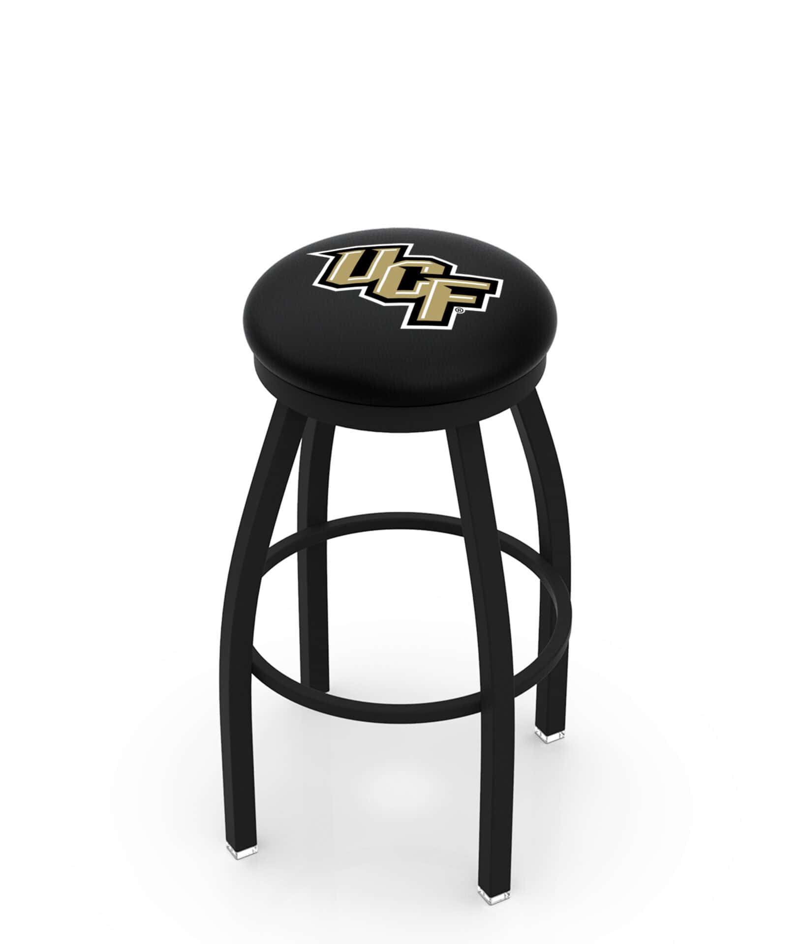University of Central Florida 36-Inch Swivel Backless Extra Tall Bar Stool w/ Black Wrinkle Finish, Single-Ring Base, 2-Inch Black Wrinkle Ring, 2.5-Inch Cushion Seat 1 University of Central Florida 36-Inch Swivel Backless Extra Tall Bar Stool w/ Black Wrinkle Finish, Single-Ring Base, 2-Inch Black Wrinkle Ring, 2.5-Inch Cushion Seat