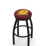 Central Michigan University 30-Inch Swivel Backless Bar Stool w/ Black Wrinkle Finish, Single-Ring Base, 2-Inch Black Wrinkle Ring, 2.5-Inch Cushion Seat