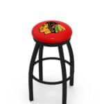 Chicago Blackhawks 36-Inch Swivel Backless Extra Tall Bar Stool w/ Black Wrinkle Finish, Single-Ring Base, 2-Inch Black Wrinkle Ring, 2.5-Inch Cushion Seat 3 Chicago Blackhawks 36-Inch Swivel Backless Extra Tall Bar Stool w/ Black Wrinkle Finish, Single-Ring Base, 2-Inch Black Wrinkle Ring, 2.5-Inch Cushion Seat