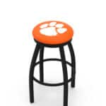 Clemson University 30-Inch Swivel Backless Bar Stool w/ Black Wrinkle Finish, Single-Ring Base, 2-Inch Black Wrinkle Ring, 2.5-Inch Cushion Seat