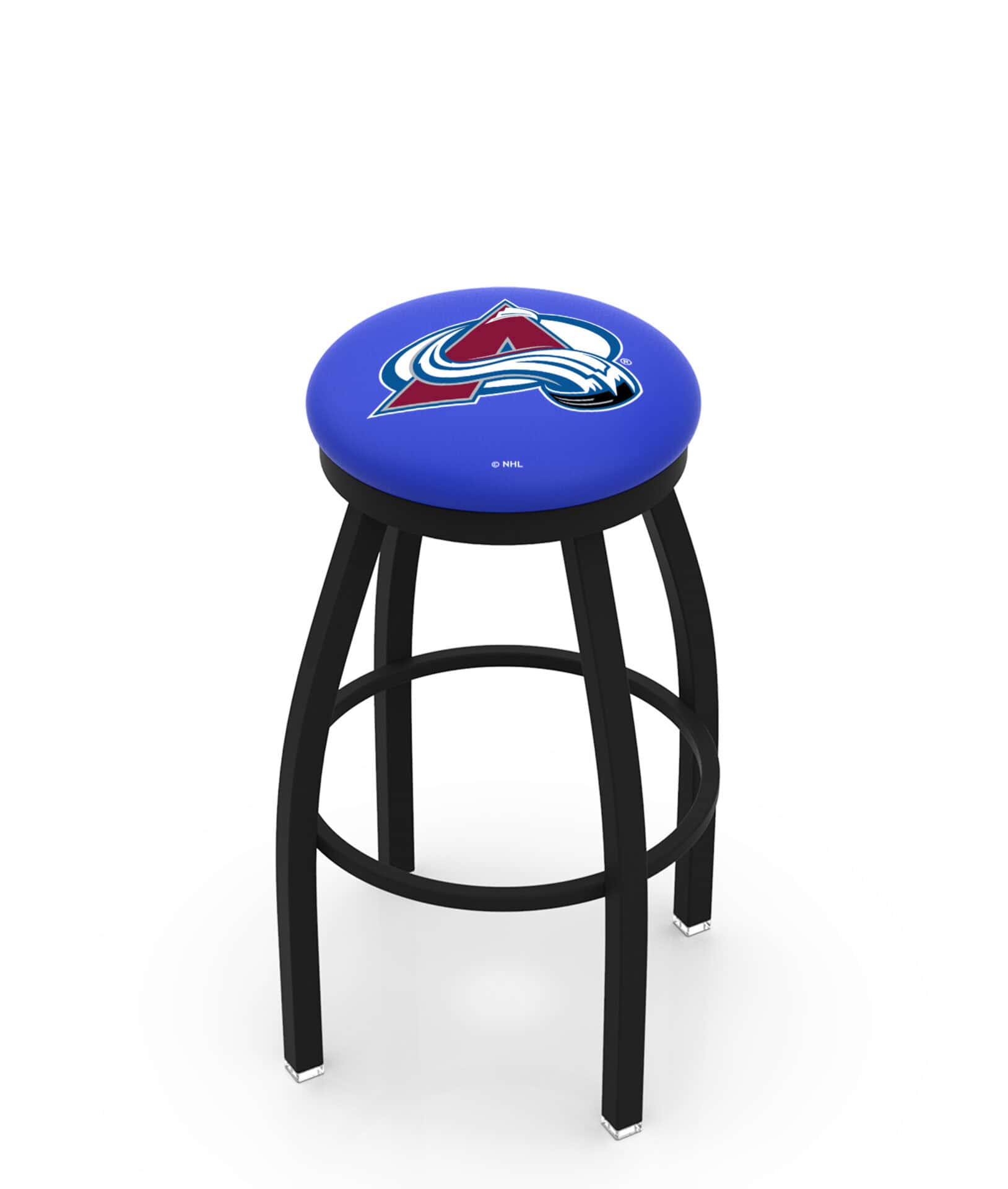 Colorado Avalanche 36-Inch Swivel Backless Extra Tall Bar Stool w/ Black Wrinkle Finish, Single-Ring Base, 2-Inch Black Wrinkle Ring, 2.5-Inch Cushion Seat 1 Colorado Avalanche 36-Inch Swivel Backless Extra Tall Bar Stool w/ Black Wrinkle Finish, Single-Ring Base, 2-Inch Black Wrinkle Ring, 2.5-Inch Cushion Seat