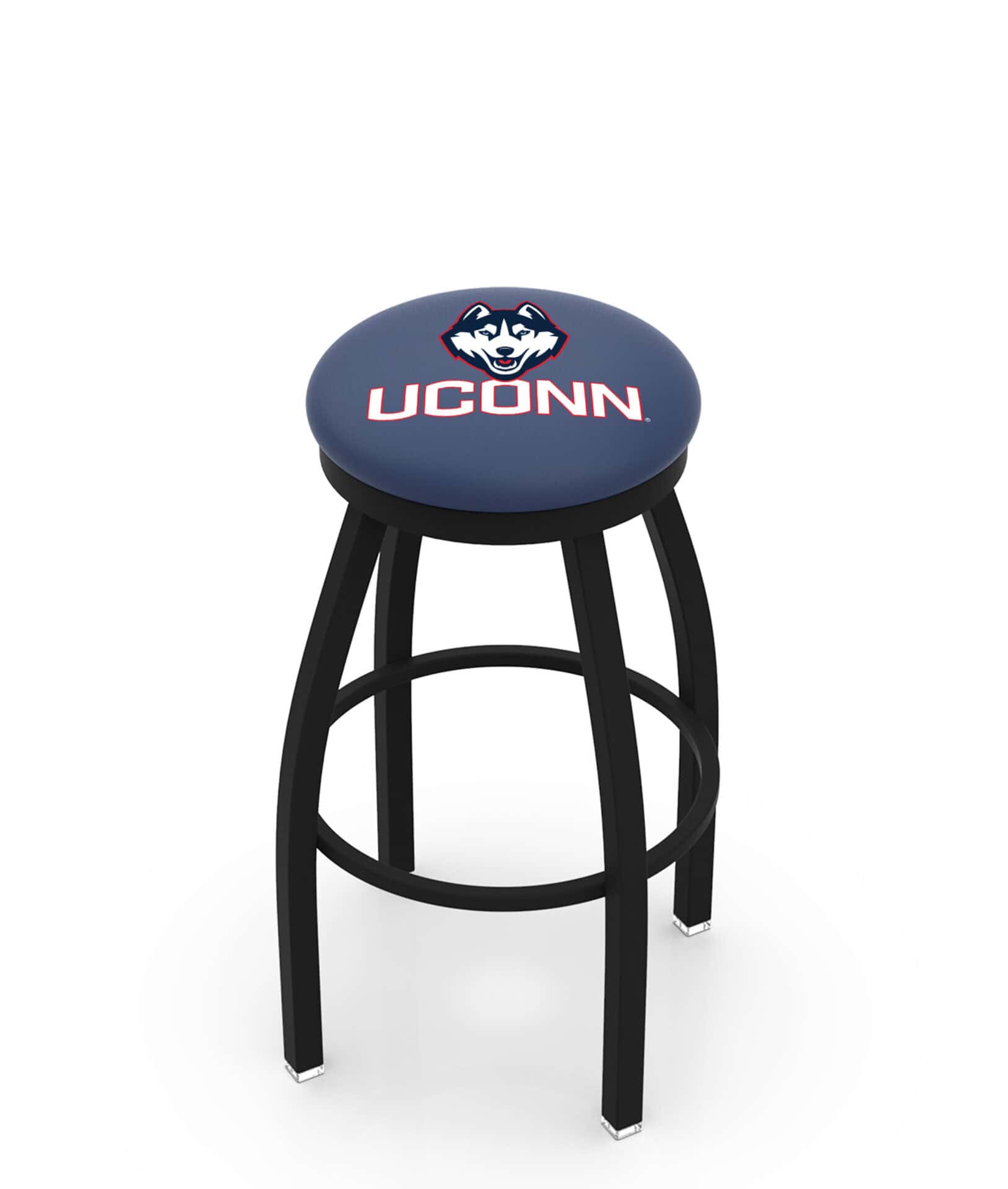 University of Connecticut 36-Inch Swivel Backless Extra Tall Bar Stool w/ Black Wrinkle Finish, Single-Ring Base, 2-Inch Black Wrinkle Ring, 2.5-Inch Cushion Seat 1 University of Connecticut 36-Inch Swivel Backless Extra Tall Bar Stool w/ Black Wrinkle Finish, Single-Ring Base, 2-Inch Black Wrinkle Ring, 2.5-Inch Cushion Seat