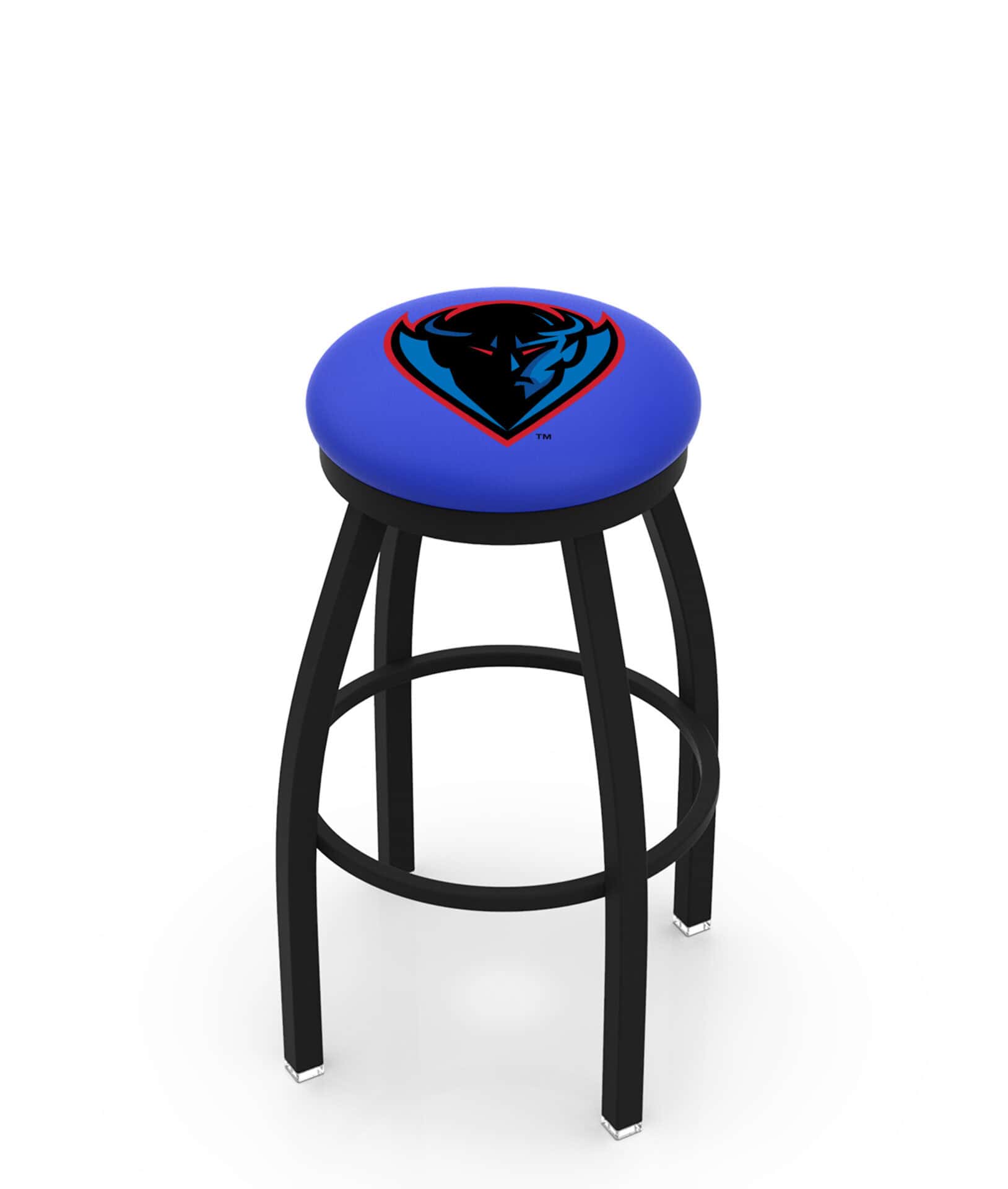 DePaul University 36-Inch Swivel Backless Extra Tall Bar Stool w/ Black Wrinkle Finish, Single-Ring Base, 2-Inch Black Wrinkle Ring, 2.5-Inch Cushion Seat 1 DePaul University 36-Inch Swivel Backless Extra Tall Bar Stool w/ Black Wrinkle Finish, Single-Ring Base, 2-Inch Black Wrinkle Ring, 2.5-Inch Cushion Seat