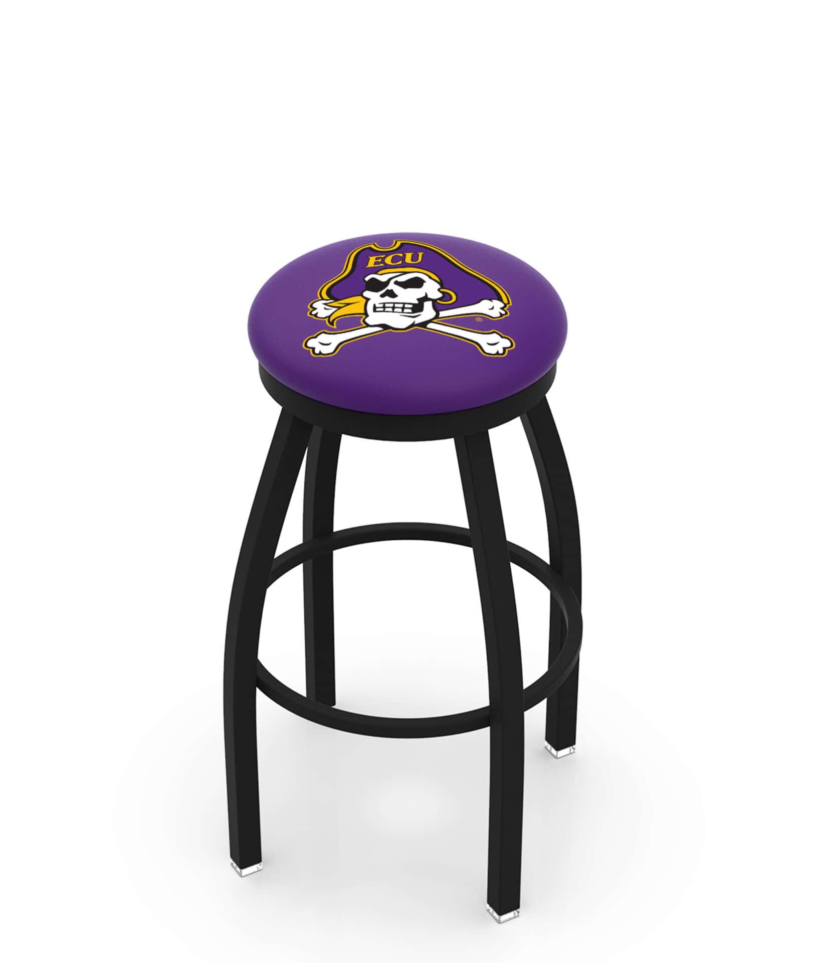 East Carolina University 36-Inch Swivel Backless Extra Tall Bar Stool w/ Black Wrinkle Finish, Single-Ring Base, 2-Inch Black Wrinkle Ring, 2.5-Inch Cushion Seat 1 East Carolina University 36-Inch Swivel Backless Extra Tall Bar Stool w/ Black Wrinkle Finish, Single-Ring Base, 2-Inch Black Wrinkle Ring, 2.5-Inch Cushion Seat