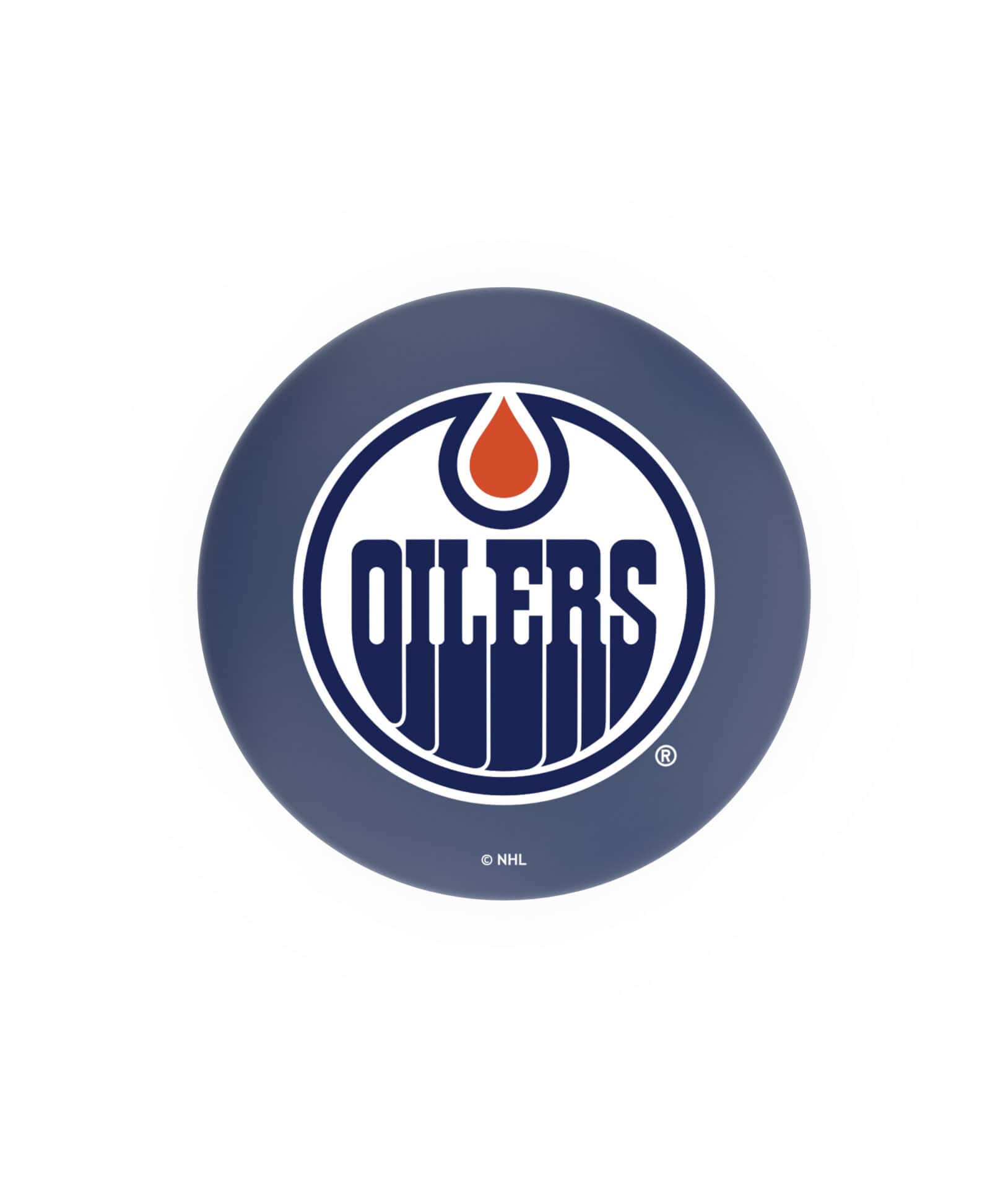 Edmonton Oilers 36-Inch Swivel Backless Extra Tall Bar Stool w/ Black Wrinkle Finish, Single-Ring Base, 2-Inch Black Wrinkle Ring, 2.5-Inch Cushion Seat 2 Edmonton Oilers 36-Inch Swivel Backless Extra Tall Bar Stool w/ Black Wrinkle Finish, Single-Ring Base, 2-Inch Black Wrinkle Ring, 2.5-Inch Cushion Seat - Image 2