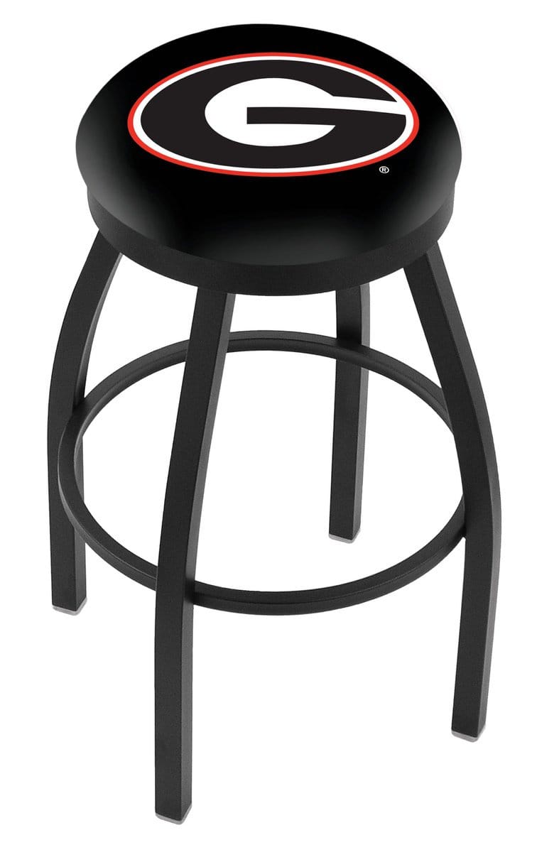University of Georgia 36-Inch Swivel Backless Extra Tall Bar Stool w/ Black Wrinkle Finish, Single-Ring Base, 2-Inch Black Wrinkle Ring, 2.5-Inch Cushion Seat ("G" Logo) 1 University of Georgia 36-Inch Swivel Backless Extra Tall Bar Stool w/ Black Wrinkle Finish, Single-Ring Base, 2-Inch Black Wrinkle Ring, 2.5-Inch Cushion Seat ("G" Logo)