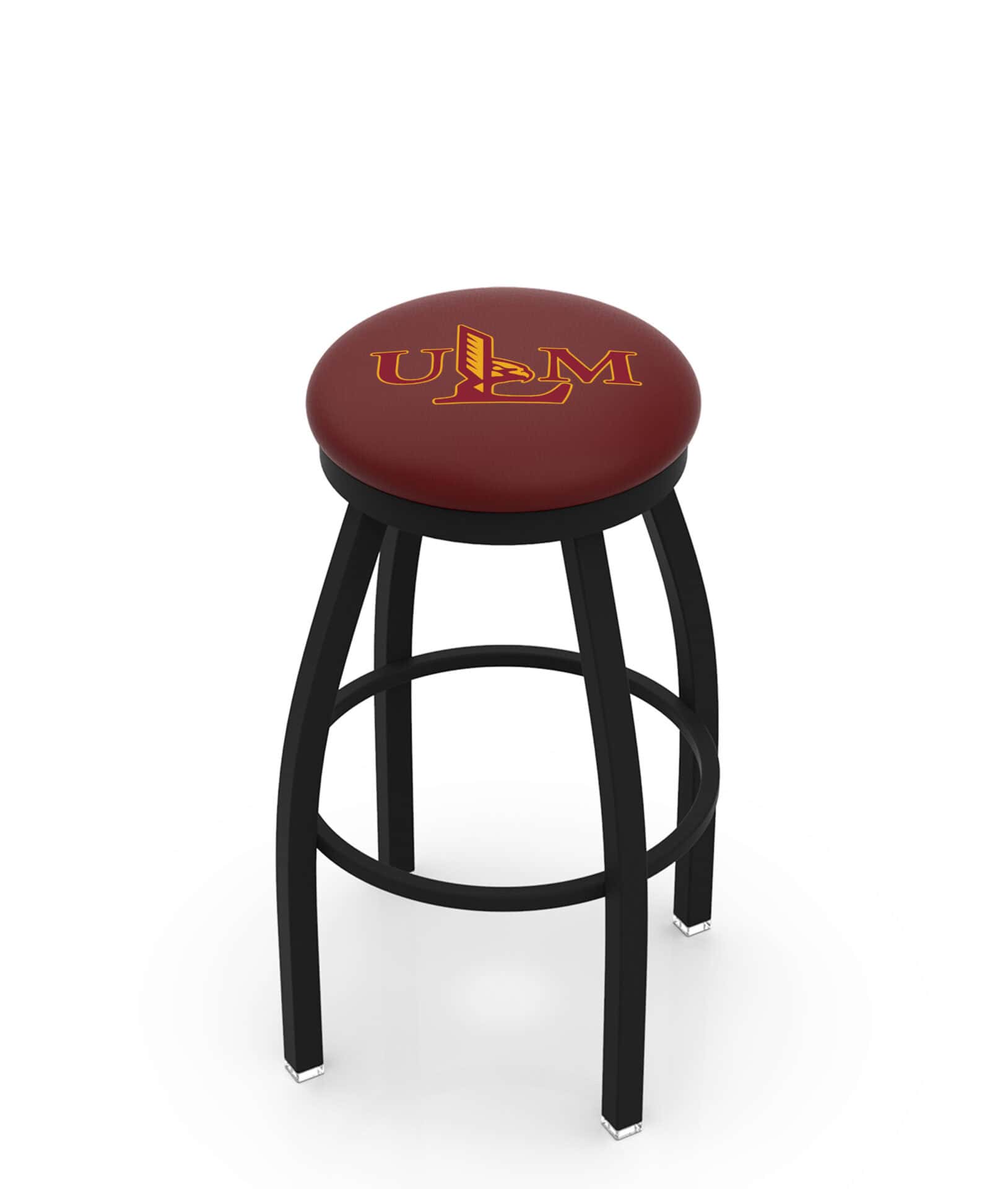 University of Louisiana at Monroe 36-Inch Swivel Backless Extra Tall Bar Stool w/ Black Wrinkle Finish, Single-Ring Base, 2-Inch Black Wrinkle Ring, 2.5-Inch Cushion Seat 1 University of Louisiana at Monroe 36-Inch Swivel Backless Extra Tall Bar Stool w/ Black Wrinkle Finish, Single-Ring Base, 2-Inch Black Wrinkle Ring, 2.5-Inch Cushion Seat