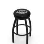Los Angeles Kings 36-Inch Swivel Backless Extra Tall Bar Stool w/ Black Wrinkle Finish, Single-Ring Base, 2-Inch Black Wrinkle Ring, 2.5-Inch Cushion Seat
