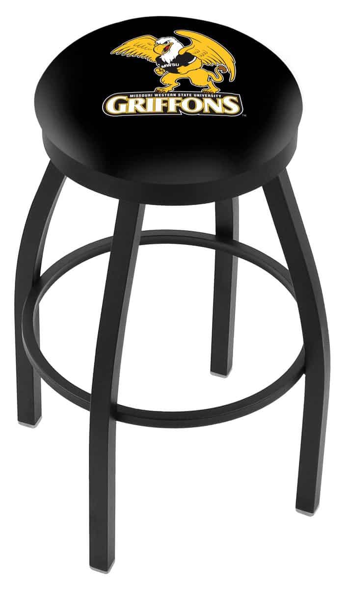 Missouri Western State University 36-Inch Swivel Backless Extra Tall Bar Stool w/ Black Wrinkle Finish, Single-Ring Base, 2-Inch Black Wrinkle Ring, 2.5-Inch Cushion Seat 1 Missouri Western State University 36-Inch Swivel Backless Extra Tall Bar Stool w/ Black Wrinkle Finish, Single-Ring Base, 2-Inch Black Wrinkle Ring, 2.5-Inch Cushion Seat