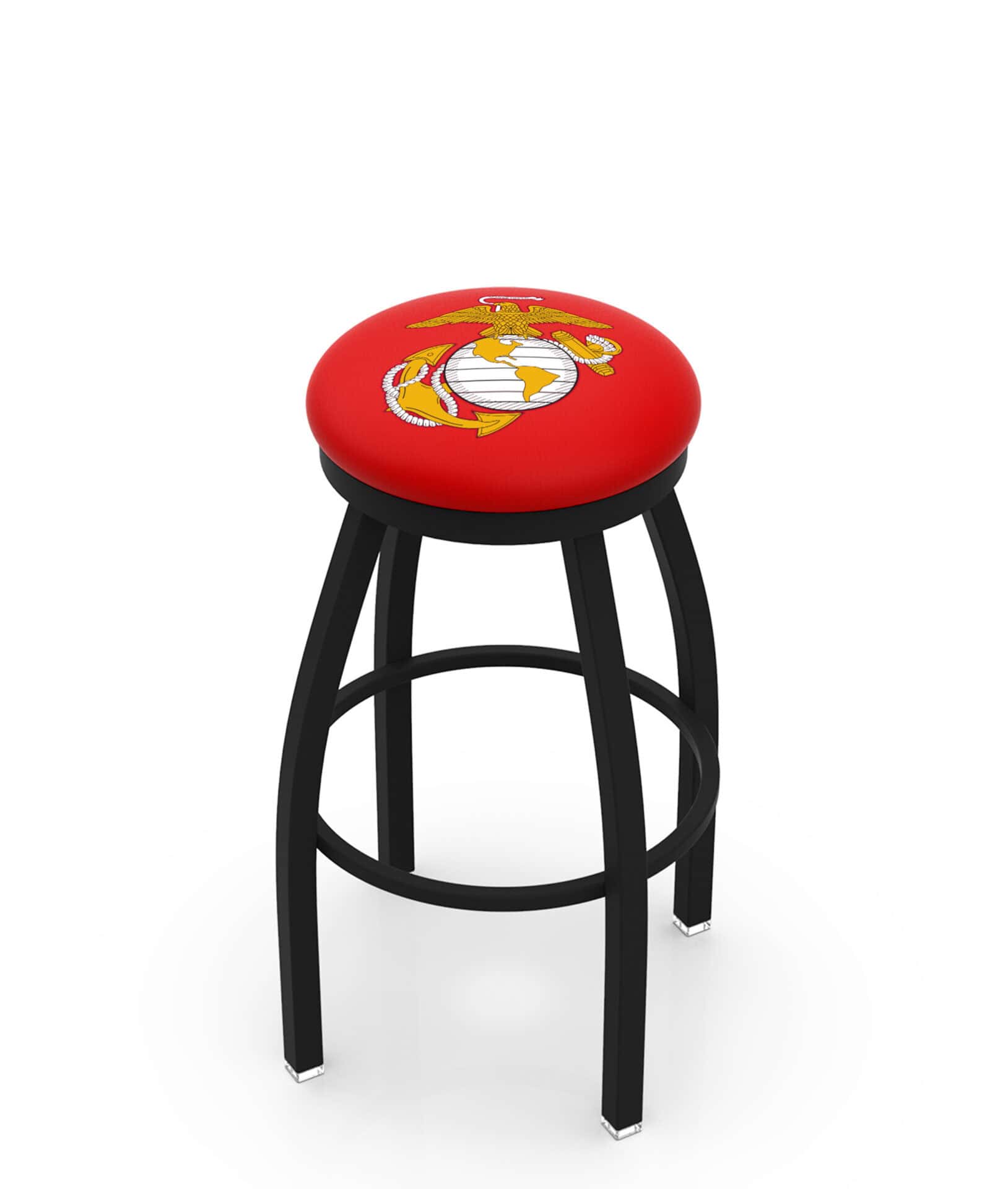 United States Marine Corps (Red/Yellow) 36-Inch Swivel Backless Extra Tall Bar Stool w/ Black Wrinkle Finish, Single-Ring Base, 2-Inch Black Wrinkle Ring, 2.5-Inch Cushion Seat 1 United States Marine Corps (Red/Yellow) 36-Inch Swivel Backless Extra Tall Bar Stool w/ Black Wrinkle Finish, Single-Ring Base, 2-Inch Black Wrinkle Ring, 2.5-Inch Cushion Seat