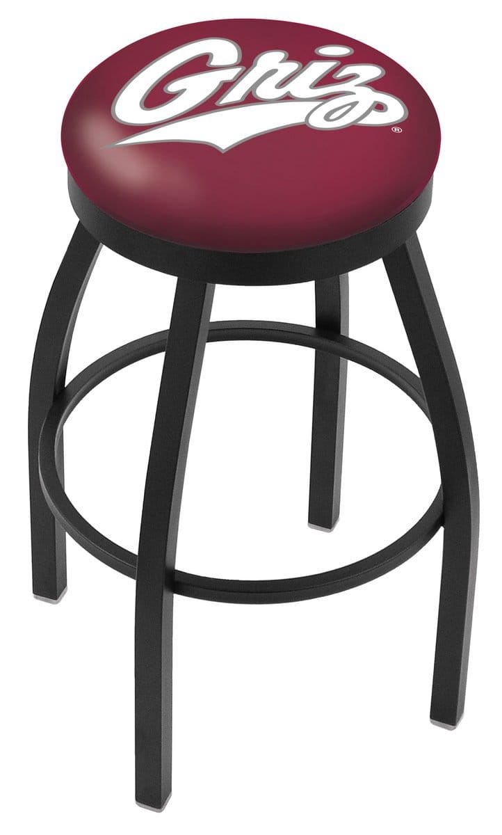 University of Montana 36-Inch Swivel Backless Extra Tall Bar Stool w/ Black Wrinkle Finish, Single-Ring Base, 2-Inch Black Wrinkle Ring, 2.5-Inch Cushion Seat 1 University of Montana 36-Inch Swivel Backless Extra Tall Bar Stool w/ Black Wrinkle Finish, Single-Ring Base, 2-Inch Black Wrinkle Ring, 2.5-Inch Cushion Seat