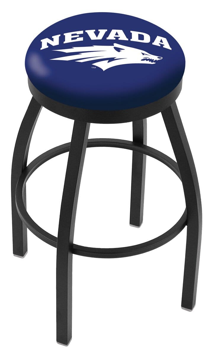 University of Nevada 36-Inch Swivel Backless Extra Tall Bar Stool w/ Black Wrinkle Finish, Single-Ring Base, 2-Inch Black Wrinkle Ring, 2.5-Inch Cushion Seat 1 University of Nevada 36-Inch Swivel Backless Extra Tall Bar Stool w/ Black Wrinkle Finish, Single-Ring Base, 2-Inch Black Wrinkle Ring, 2.5-Inch Cushion Seat