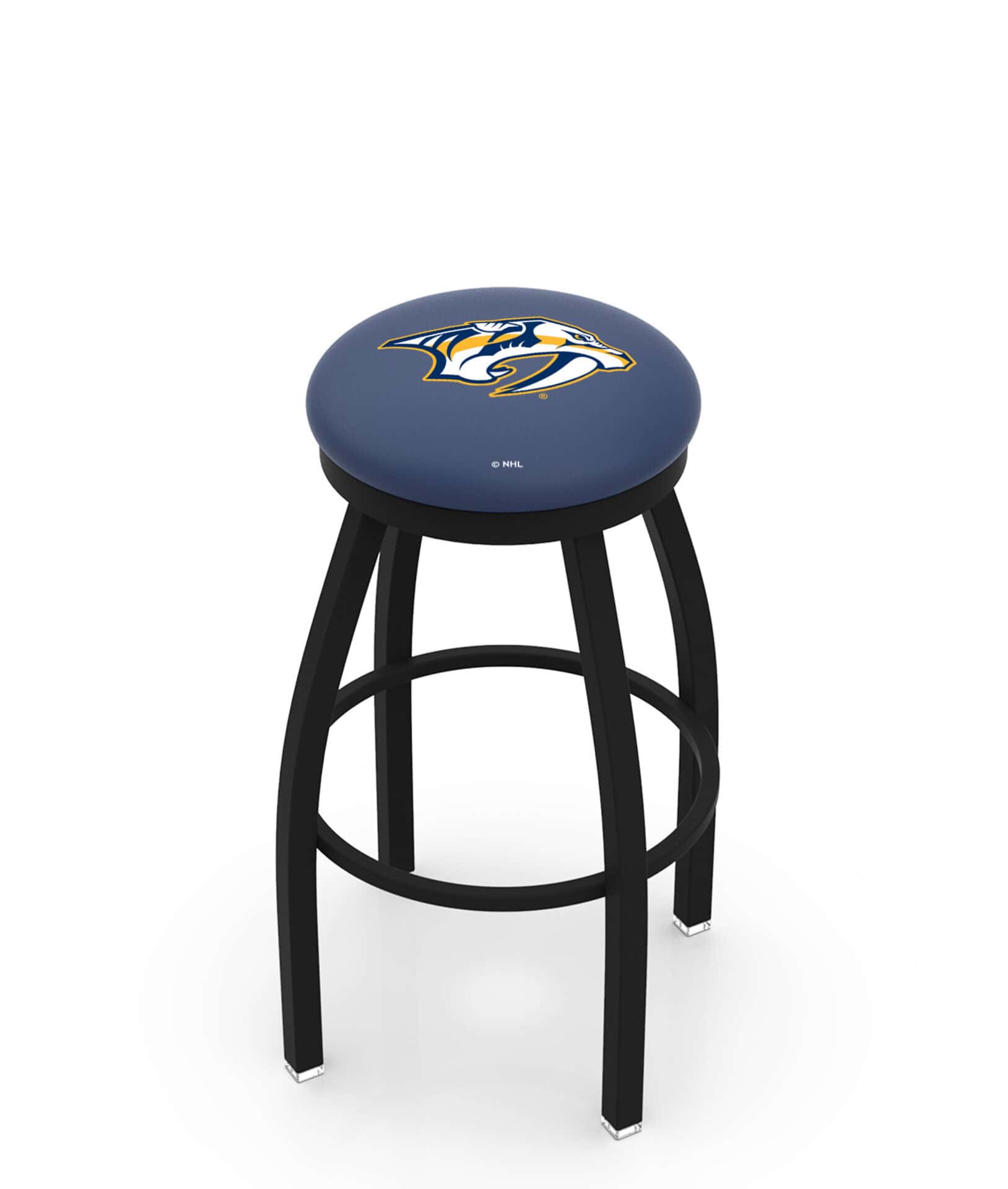 Nashville Predators 36-Inch Swivel Backless Extra Tall Bar Stool w/ Black Wrinkle Finish, Single-Ring Base, 2-Inch Black Wrinkle Ring, 2.5-Inch Cushion Seat 1 Nashville Predators 36-Inch Swivel Backless Extra Tall Bar Stool w/ Black Wrinkle Finish, Single-Ring Base, 2-Inch Black Wrinkle Ring, 2.5-Inch Cushion Seat