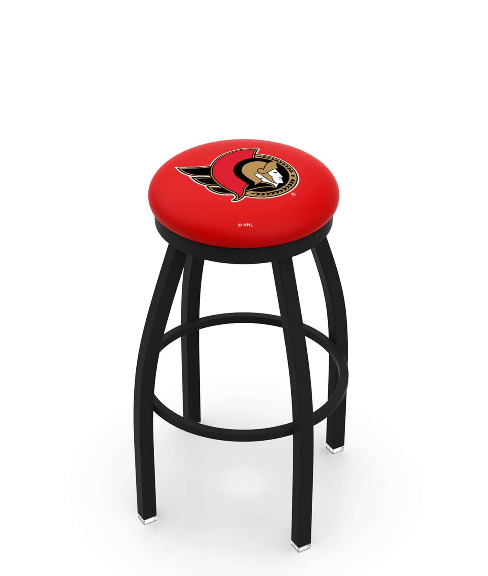 Ottawa Senators 36-Inch Swivel Backless Extra Tall Bar Stool w/ Black Wrinkle Finish, Single-Ring Base, 2-Inch Black Wrinkle Ring, 2.5-Inch Cushion Seat 1 Ottawa Senators 36-Inch Swivel Backless Extra Tall Bar Stool w/ Black Wrinkle Finish, Single-Ring Base, 2-Inch Black Wrinkle Ring, 2.5-Inch Cushion Seat