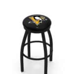 Pittsburgh Penguins 36-Inch Swivel Backless Extra Tall Bar Stool w/ Black Wrinkle Finish, Single-Ring Base, 2-Inch Black Wrinkle Ring, 2.5-Inch Cushion Seat 3 Pittsburgh Penguins 36-Inch Swivel Backless Extra Tall Bar Stool w/ Black Wrinkle Finish, Single-Ring Base, 2-Inch Black Wrinkle Ring, 2.5-Inch Cushion Seat