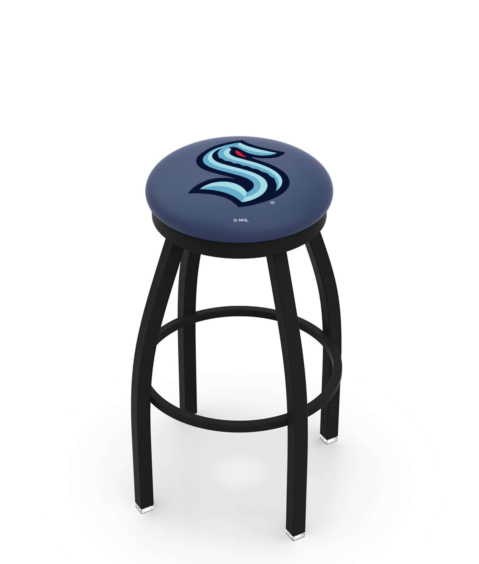 Seattle Kraken 36-Inch Swivel Backless Extra Tall Bar Stool w/ Black Wrinkle Finish, Single-Ring Base, 2-Inch Black Wrinkle Ring, 2.5-Inch Cushion Seat 1 Seattle Kraken 36-Inch Swivel Backless Extra Tall Bar Stool w/ Black Wrinkle Finish, Single-Ring Base, 2-Inch Black Wrinkle Ring, 2.5-Inch Cushion Seat