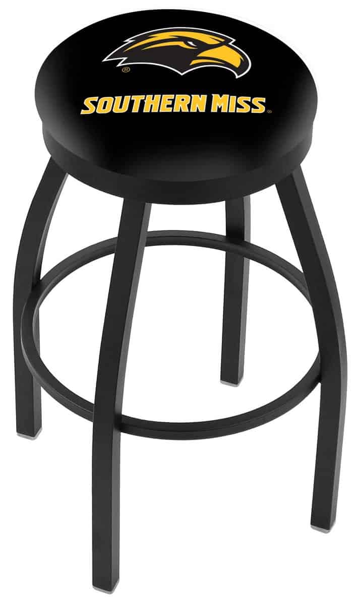 University of Southern Mississippi 25-Inch Swivel Backless Counter Stool w/ Black Wrinkle Finish, Single-Ring Base, 2-Inch Black Wrinkle Ring, 2.5-Inch Cushion Seat 1 University of Southern Mississippi 25-Inch Swivel Backless Counter Stool w/ Black Wrinkle Finish, Single-Ring Base, 2-Inch Black Wrinkle Ring, 2.5-Inch Cushion Seat