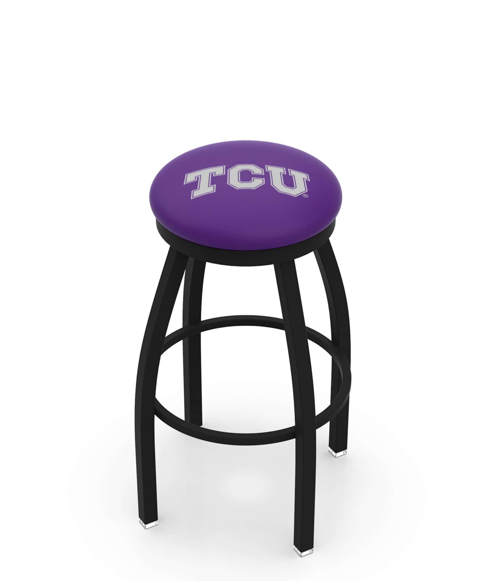 Texas Christian University 36-Inch Swivel Backless Extra Tall Bar Stool w/ Black Wrinkle Finish, Single-Ring Base, 2-Inch Black Wrinkle Ring, 2.5-Inch Cushion Seat 1 Texas Christian University 36-Inch Swivel Backless Extra Tall Bar Stool w/ Black Wrinkle Finish, Single-Ring Base, 2-Inch Black Wrinkle Ring, 2.5-Inch Cushion Seat