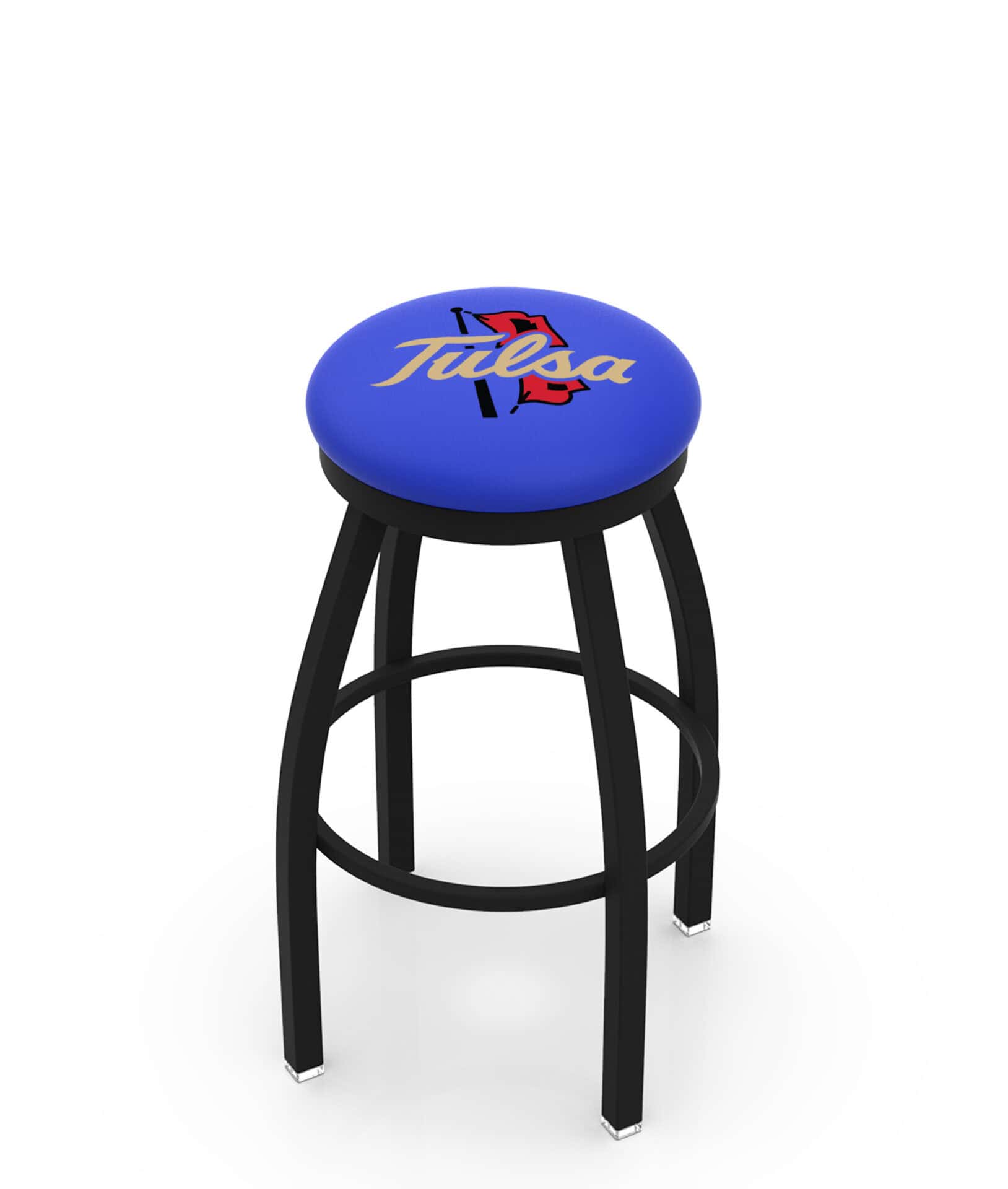 University of Tulsa 30-Inch Swivel Backless Bar Stool w/ Black Wrinkle Finish, Single-Ring Base, 2-Inch Black Wrinkle Ring, 2.5-Inch Cushion Seat 1 University of Tulsa 30-Inch Swivel Backless Bar Stool w/ Black Wrinkle Finish, Single-Ring Base, 2-Inch Black Wrinkle Ring, 2.5-Inch Cushion Seat