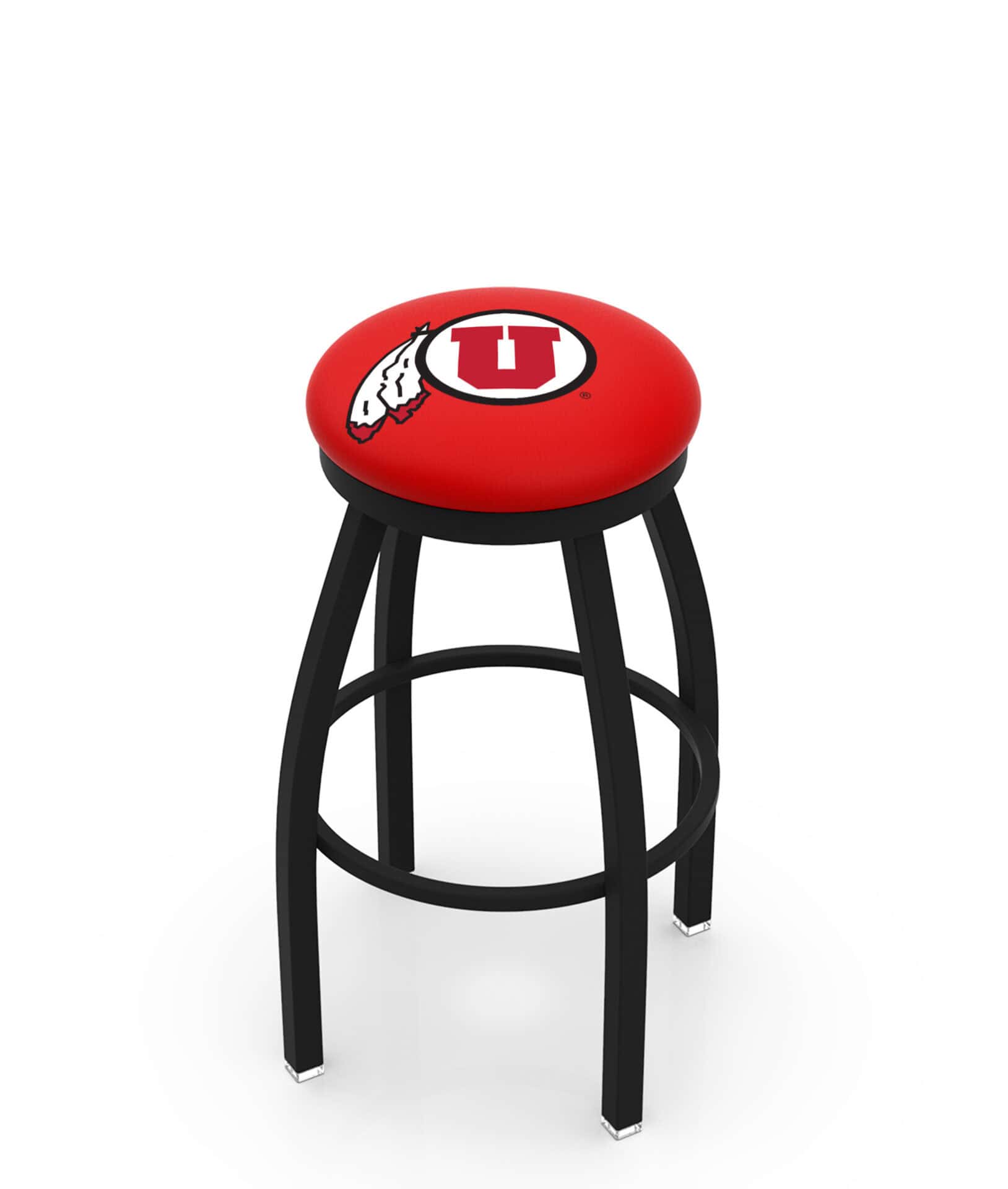 University of Utah 30-Inch Swivel Backless Bar Stool w/ Black Wrinkle Finish, Single-Ring Base, 2-Inch Black Wrinkle Ring, 2.5-Inch Cushion Seat 1 University of Utah 30-Inch Swivel Backless Bar Stool w/ Black Wrinkle Finish, Single-Ring Base, 2-Inch Black Wrinkle Ring, 2.5-Inch Cushion Seat