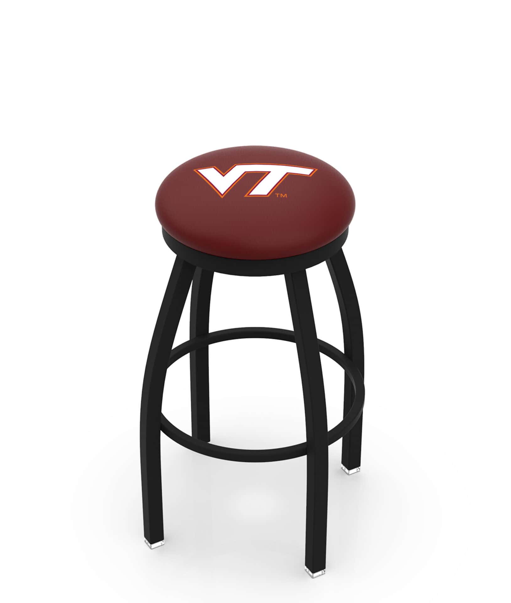 Virginia Tech University 25-Inch Swivel Backless Counter Stool w/ Black Wrinkle Finish, Single-Ring Base, 2-Inch Black Wrinkle Ring, 2.5-Inch Cushion Seat 1 Virginia Tech University 25-Inch Swivel Backless Counter Stool w/ Black Wrinkle Finish, Single-Ring Base, 2-Inch Black Wrinkle Ring, 2.5-Inch Cushion Seat