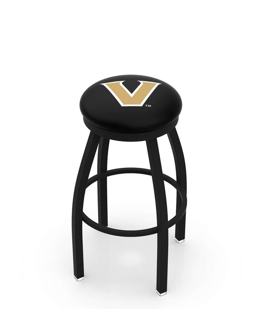 Vanderbilt University 25-Inch Swivel Backless Counter Stool w/ Black Wrinkle Finish, Single-Ring Base, 2-Inch Black Wrinkle Ring, 2.5-Inch Cushion Seat 1 Vanderbilt University 25-Inch Swivel Backless Counter Stool w/ Black Wrinkle Finish, Single-Ring Base, 2-Inch Black Wrinkle Ring, 2.5-Inch Cushion Seat