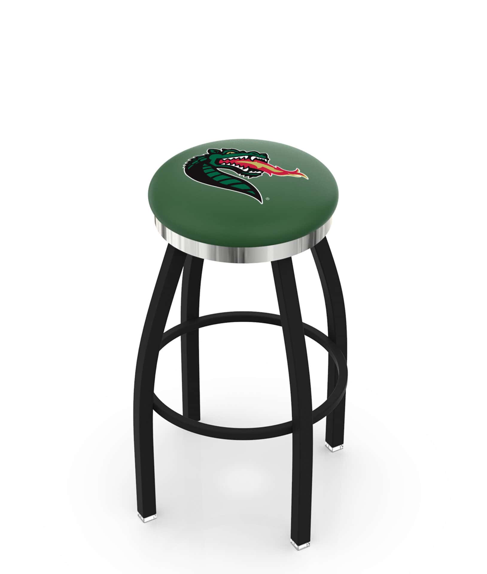 University of Alabama at Birmingham 36-Inch Swivel Backless Extra Tall Bar Stool w/ Black Wrinkle Finish, Single-Ring Base, 2-Inch Chrome Ring, 2.5-Inch Cushion Seat 1 University of Alabama at Birmingham 36-Inch Swivel Backless Extra Tall Bar Stool w/ Black Wrinkle Finish, Single-Ring Base, 2-Inch Chrome Ring, 2.5-Inch Cushion Seat