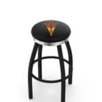 Arizona State University 25-Inch Swivel Backless Counter Stool w/ Black Wrinkle Finish, Single-Ring Base, 2-Inch Chrome Ring, 2.5-Inch Cushion Seat (Pitchfork Logo)