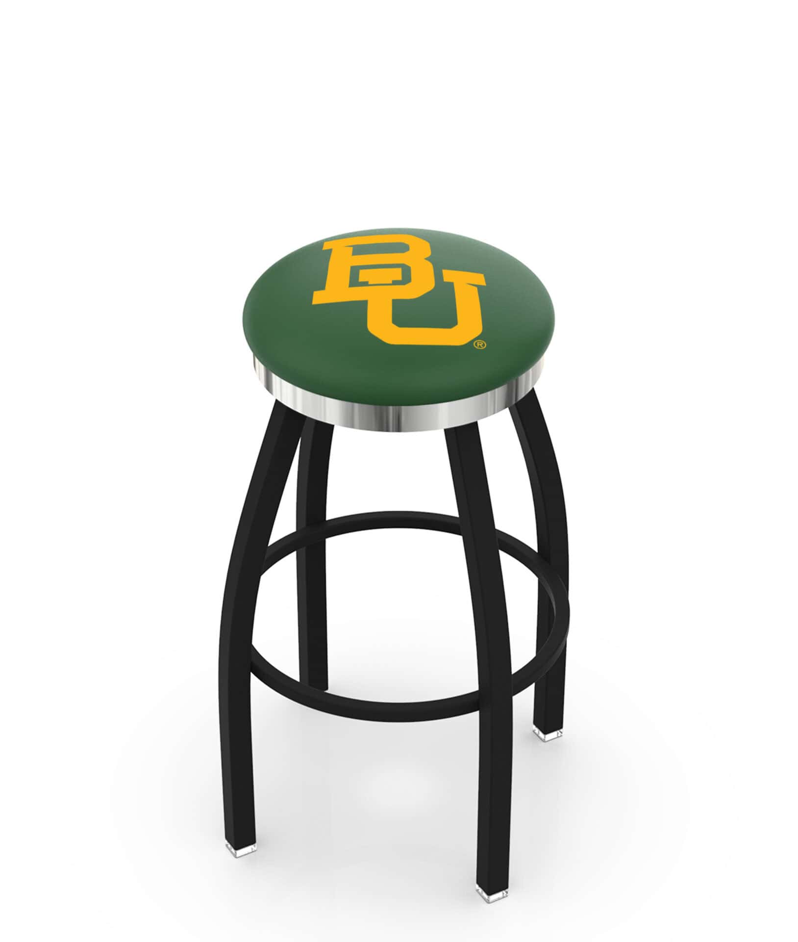 Baylor University 25-Inch Swivel Backless Counter Stool w/ Black Wrinkle Finish, Single-Ring Base, 2-Inch Chrome Ring, 2.5-Inch Cushion Seat 1 Baylor University 25-Inch Swivel Backless Counter Stool w/ Black Wrinkle Finish, Single-Ring Base, 2-Inch Chrome Ring, 2.5-Inch Cushion Seat