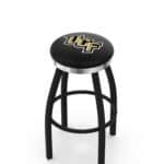 University of Central Florida 36-Inch Swivel Backless Extra Tall Bar Stool w/ Black Wrinkle Finish, Single-Ring Base, 2-Inch Chrome Ring, 2.5-Inch Cushion Seat